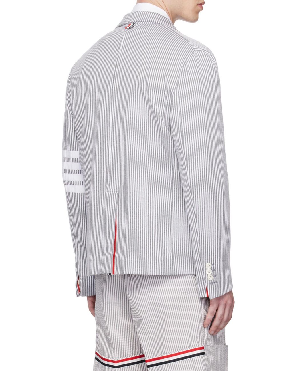 Thom Browne Gray 4-Bar Striped Single-Breasted Blazer for men