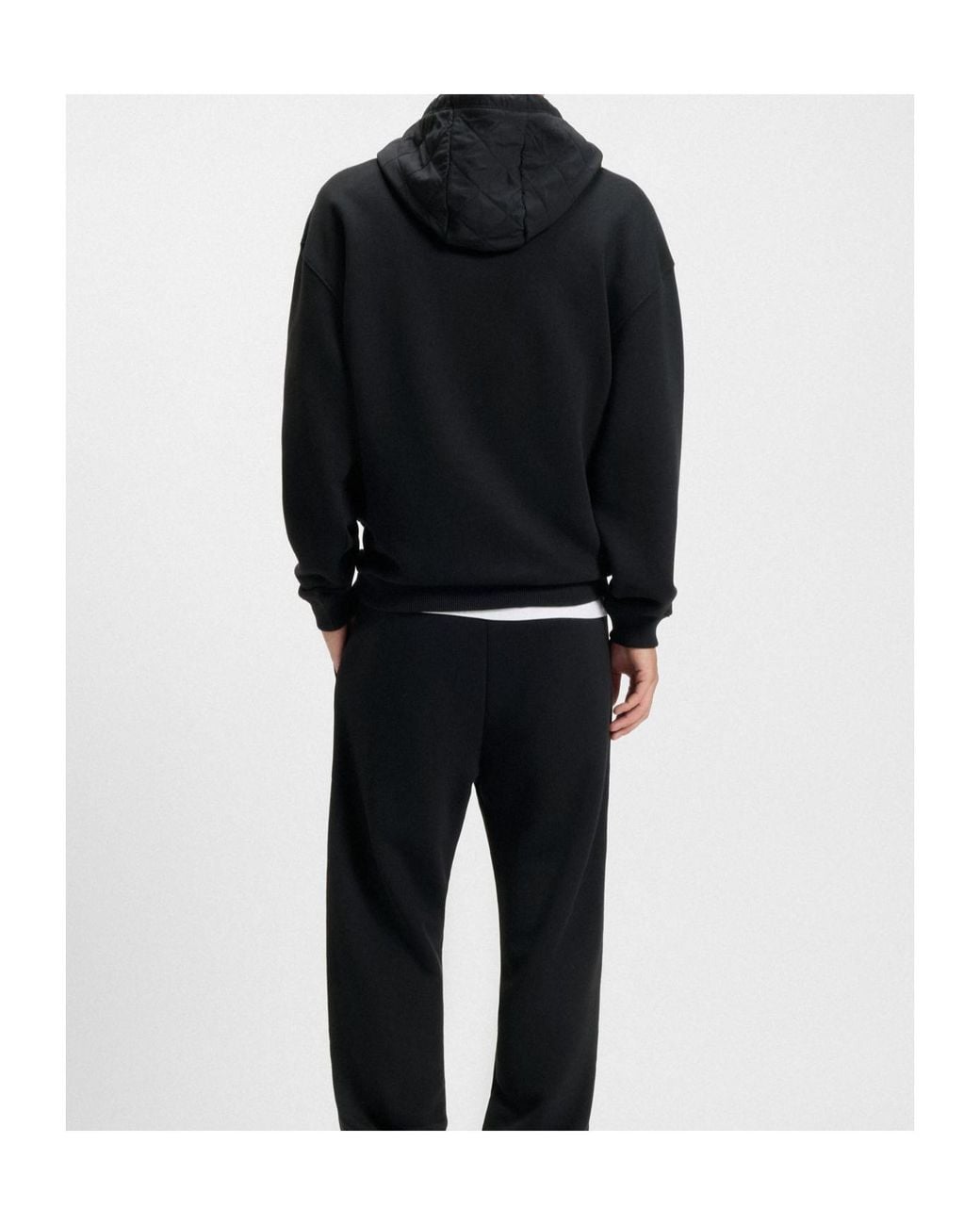Boss Black Embroidered-Logo Drawstring Hoodie for men