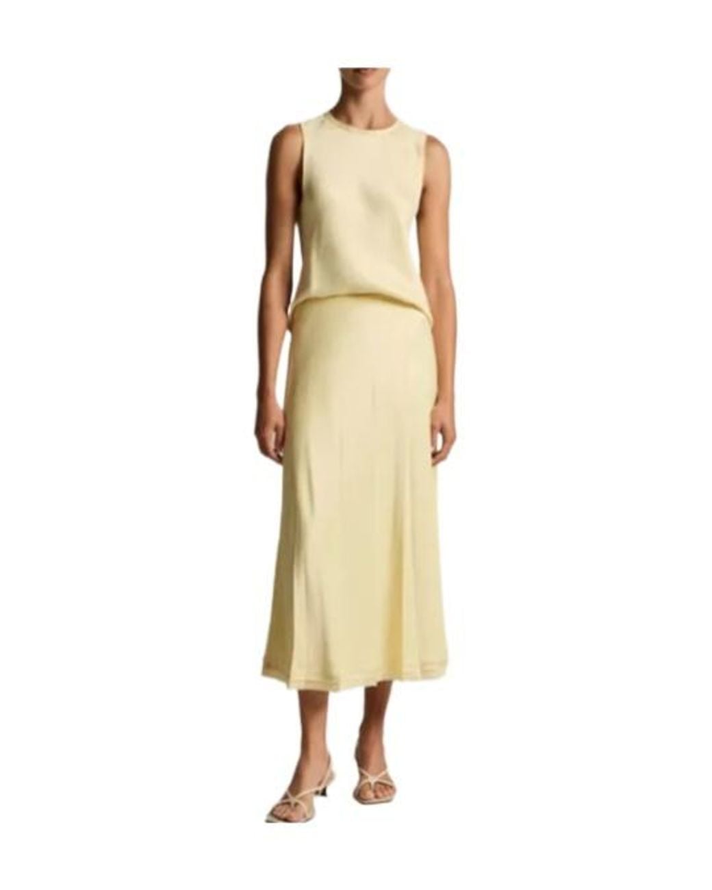 Vince Metallic Round Neck Sleeveless Top