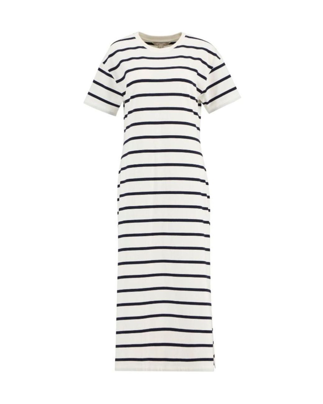 Barbour White Selena Striped Midi Dress