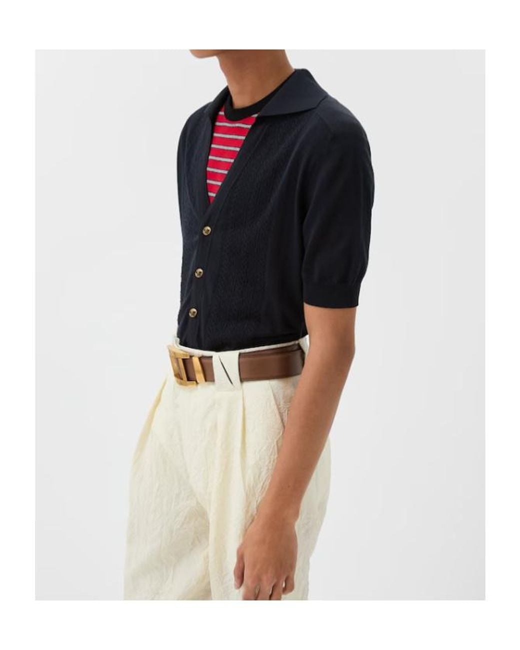 Versace Black ヴェルサーチ Vネック ニットポロシャツ for men