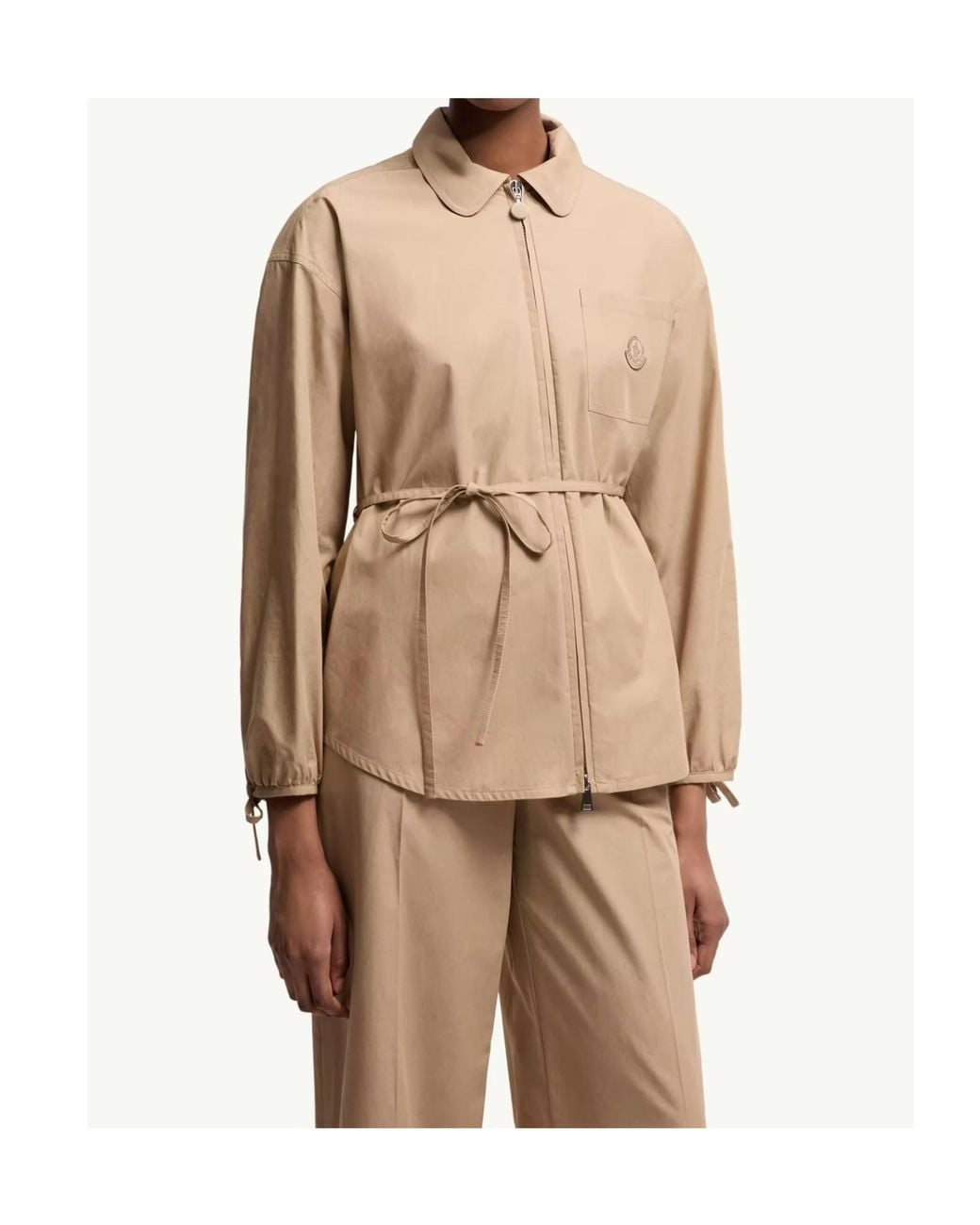 Moncler Natural Logo Patch Zipped Shirt Jacket