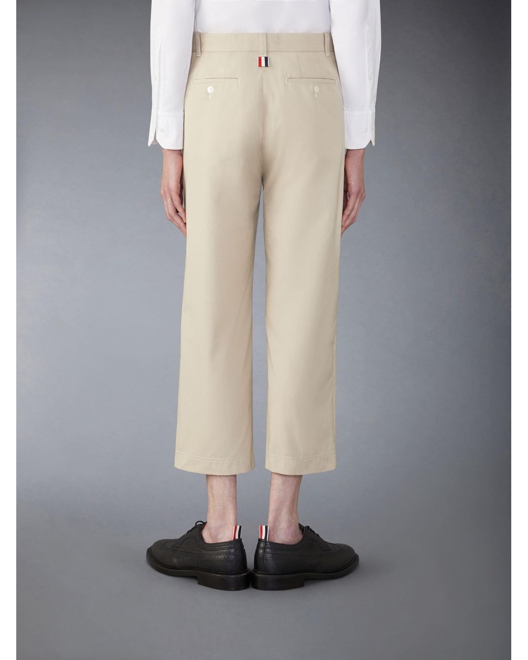 Thom Browne Natural Mid-Rise Straight-Leg Tailored Trousers for men