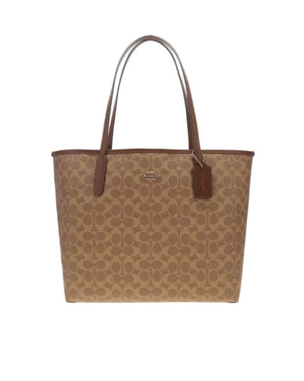 COACH Brown Logo Print Tote Bag