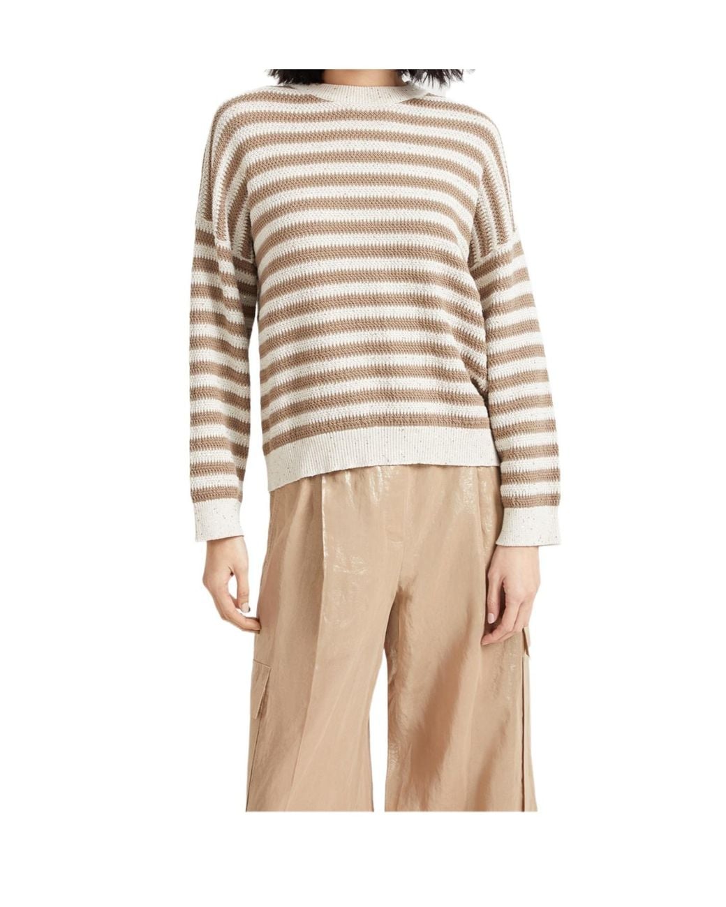 Brunello Cucinelli White Dazzling Striped Sweater