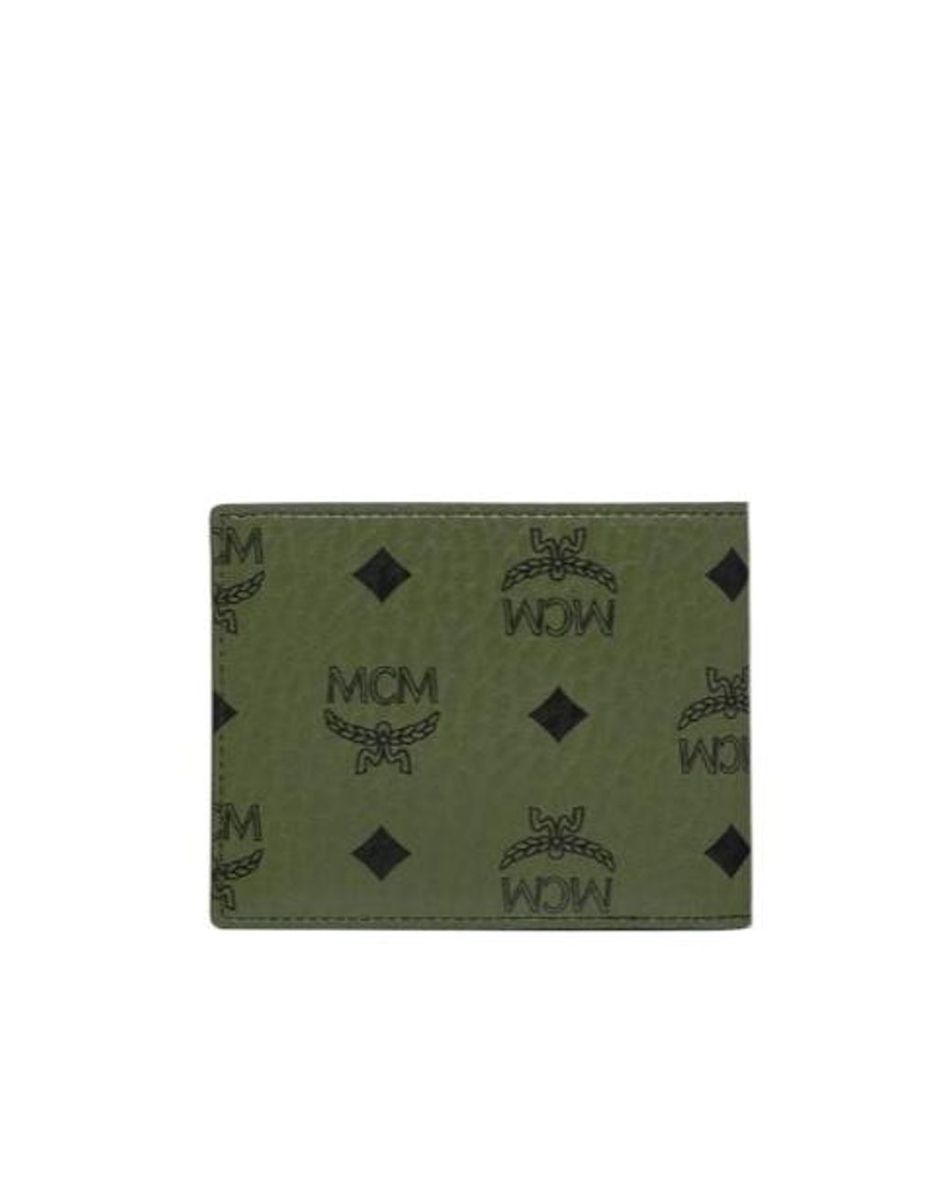 MCM Green Aren Visetos Monogram Bifold Wallet for men