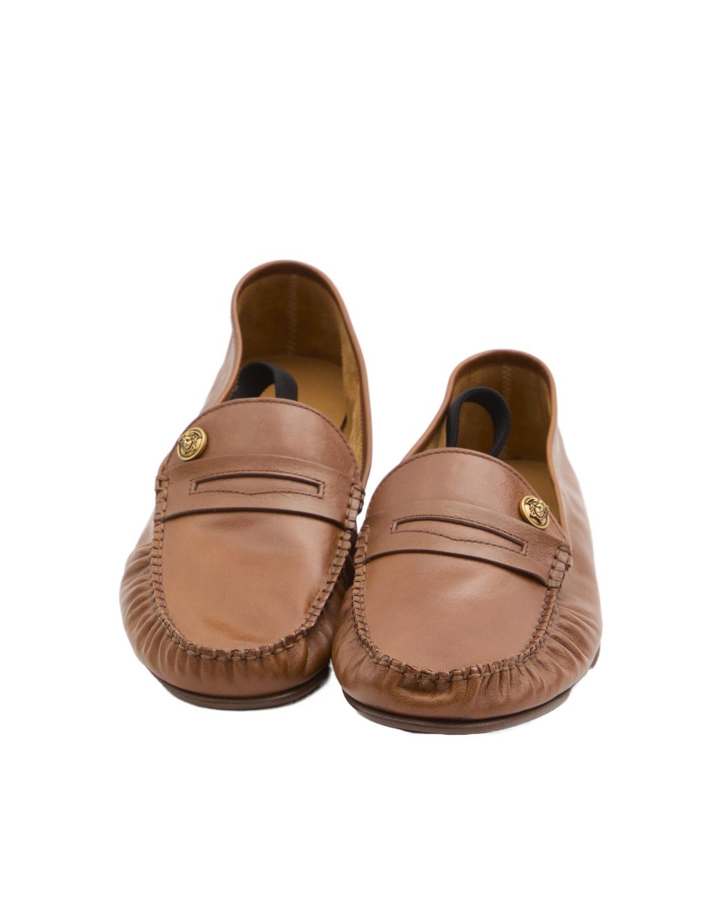Versace Brown Medusa Ruched Loafers