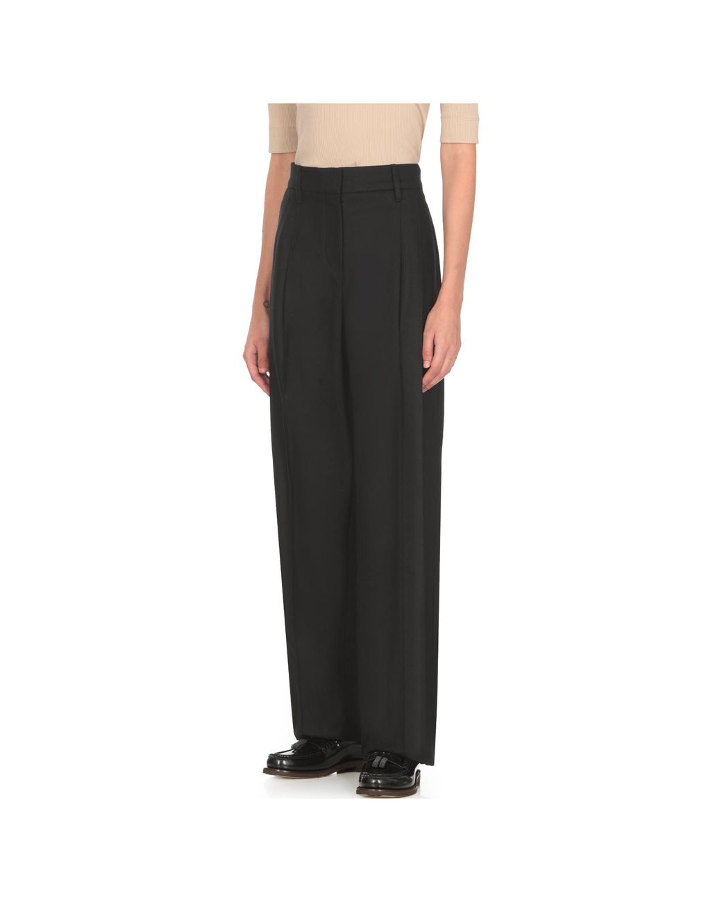 Brunello Cucinelli Black Pleated Tailored Trousers