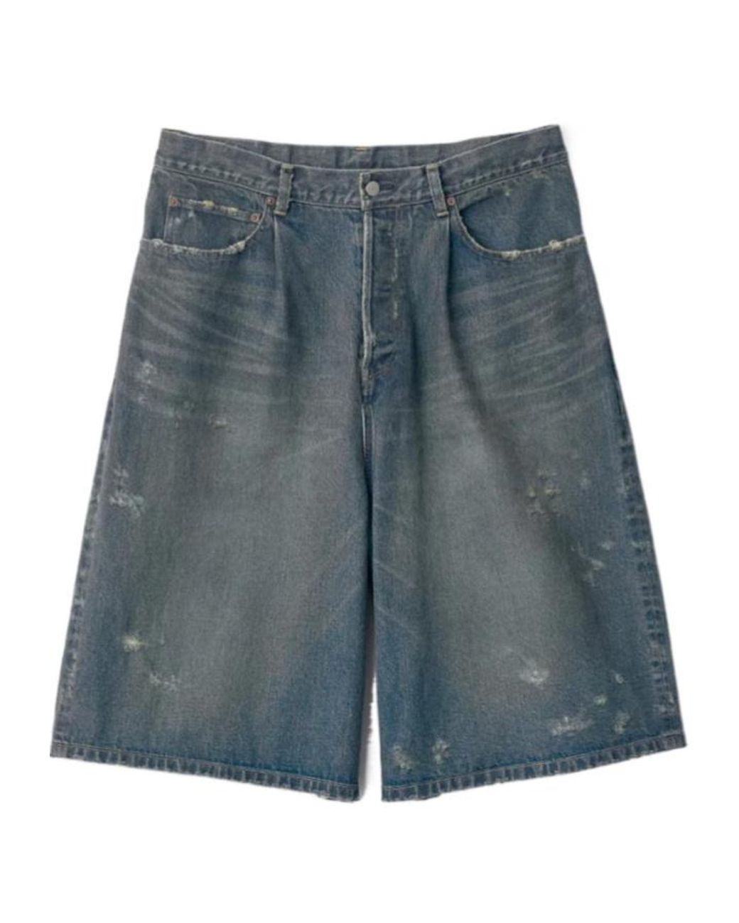 Ssstein Blue Faded Distressed-Effect Shorts for men