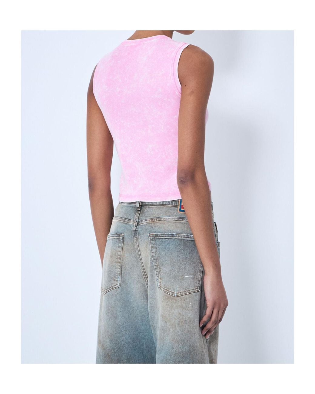 DIESEL Pink T-Arted Ribbed Tank Top