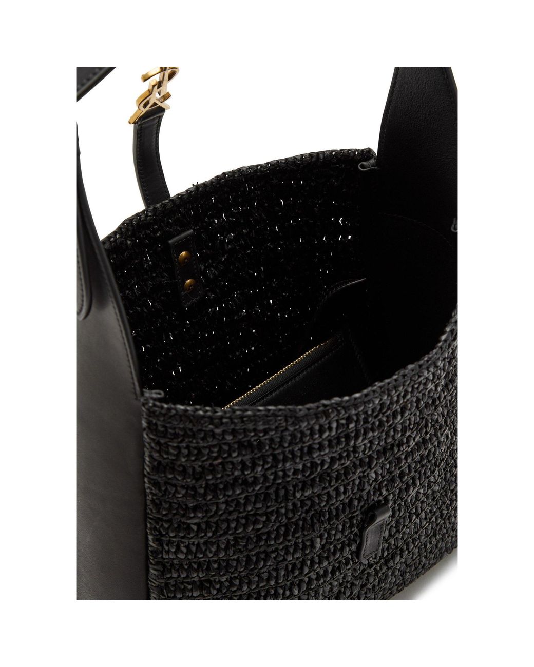 Saint Laurent Black Woven And Patchwork One-Shoulder Bag