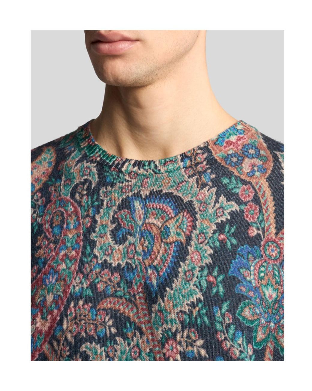 Etro Blue Floral Paisley Printed Jumper for men