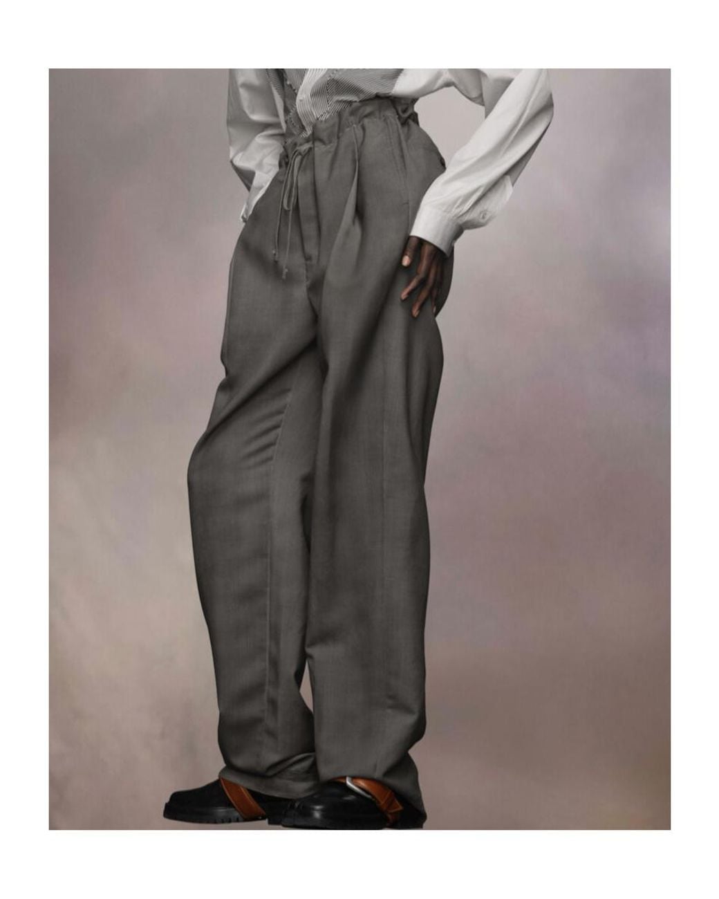 Maison Margiela Gray Drawstring Straight-Leg Trousers