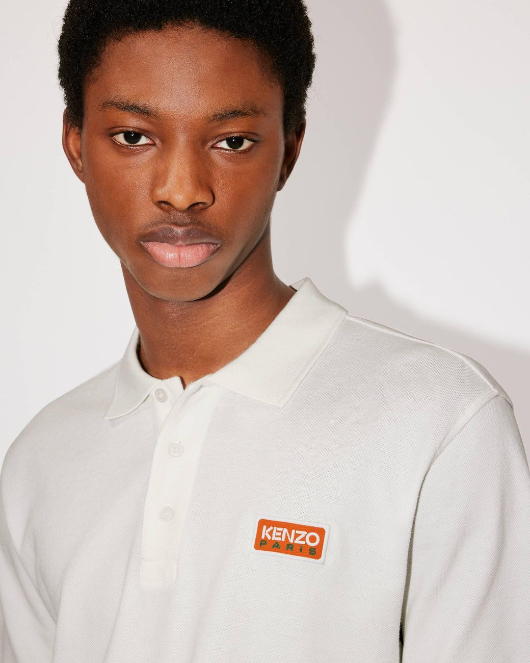 KENZO White Logo Embroidered Short-Sleeved Polo Shirt for men