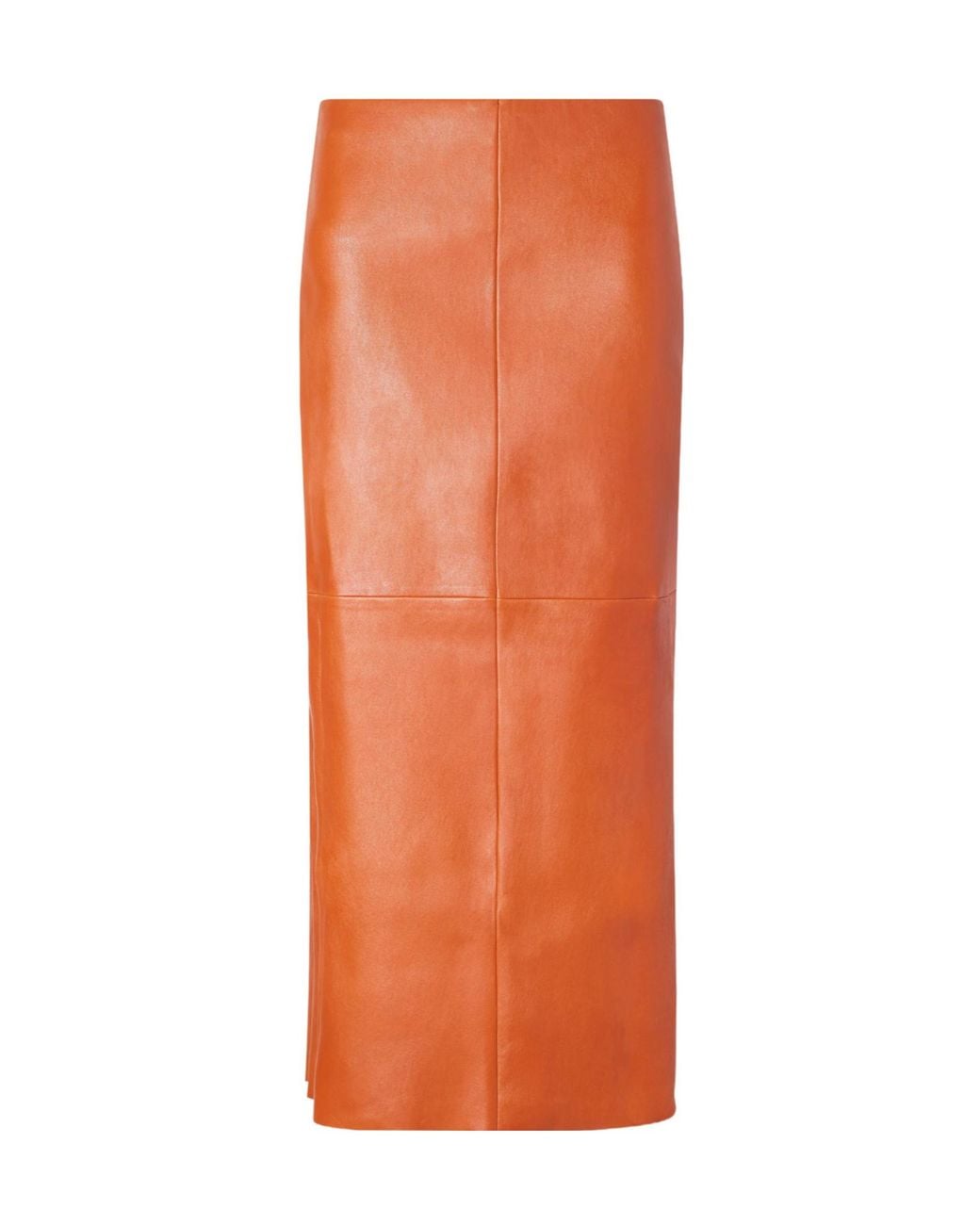 Stouls Orange Casual Leather Skirt
