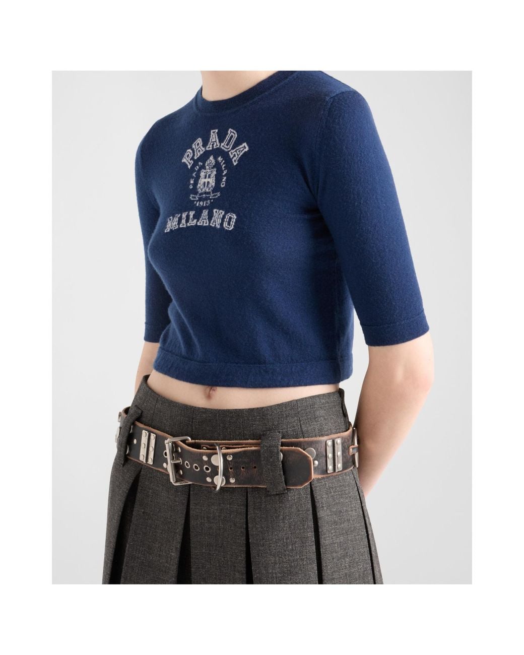 Prada Blue Cashmere Logo Sweater