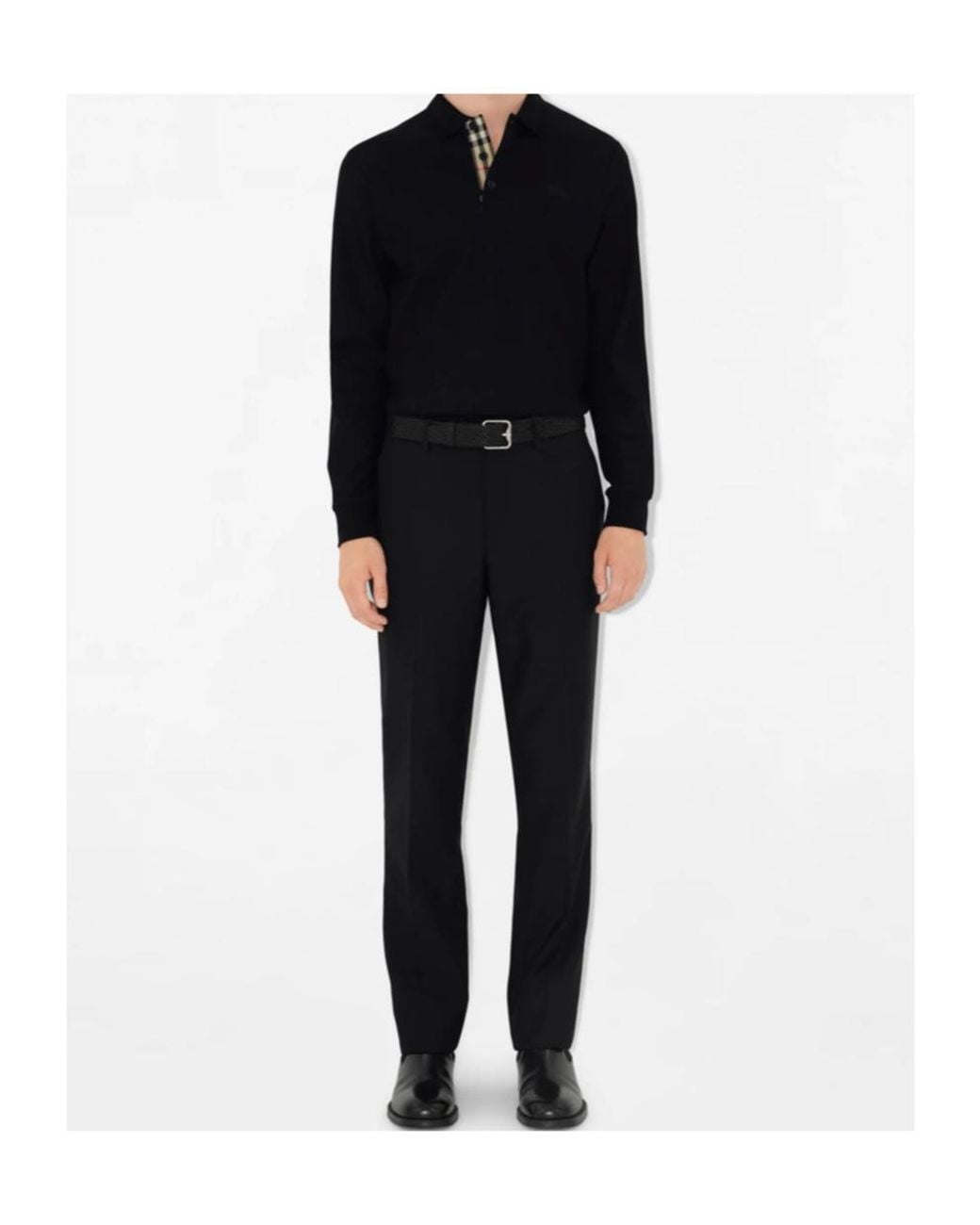 Burberry Black Long-Sleeve Polo Shirt for men