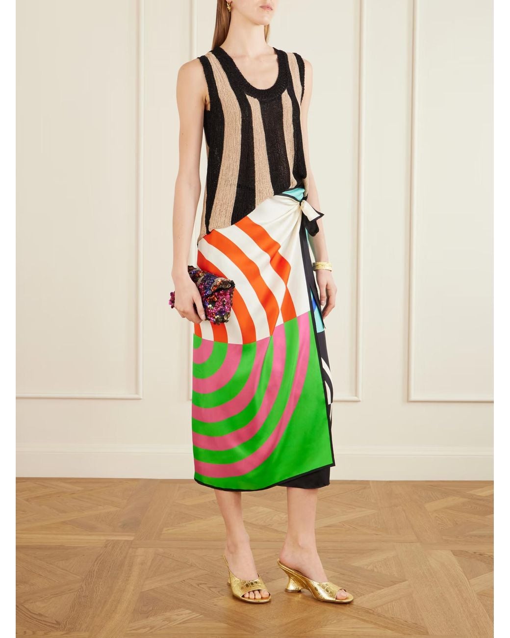 Dries Van Noten Black Toast Striped Knit Sweater