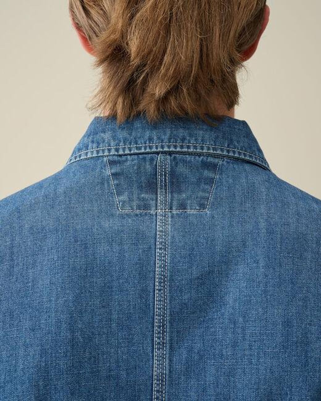 C P Company Blue Long-Sleeved Denim Coat for men