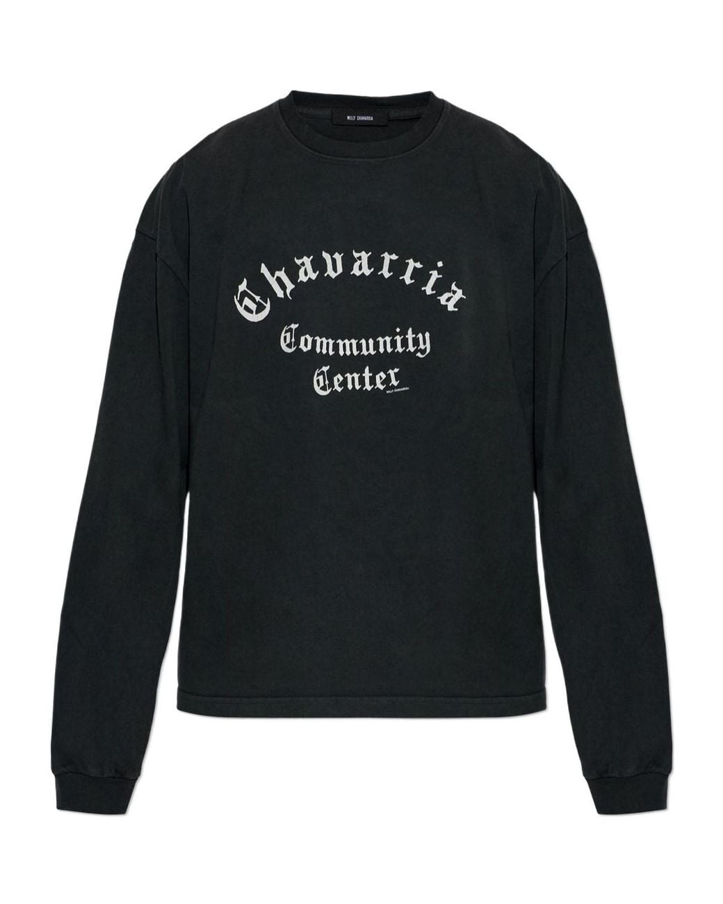 Willy Chavarria Black Community Center Long-Sleeved Buffalo T-Shirt for men