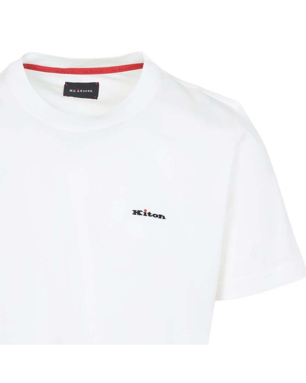 Kiton White Logo Embroidered Crew-Neck T-Shirt for men