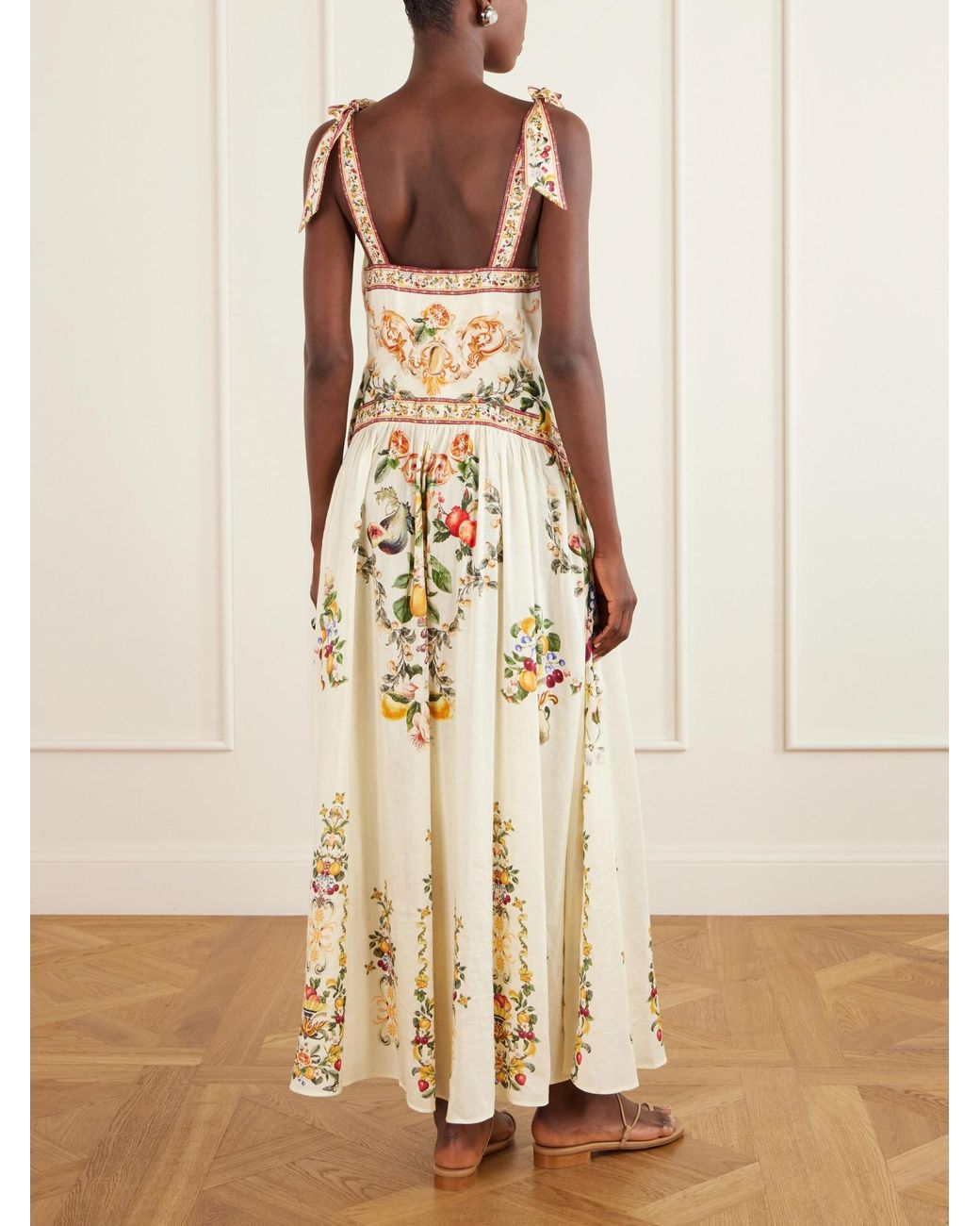 Camilla Metallic Printed Embellished Linen And Silk-Blend Maxi Dress