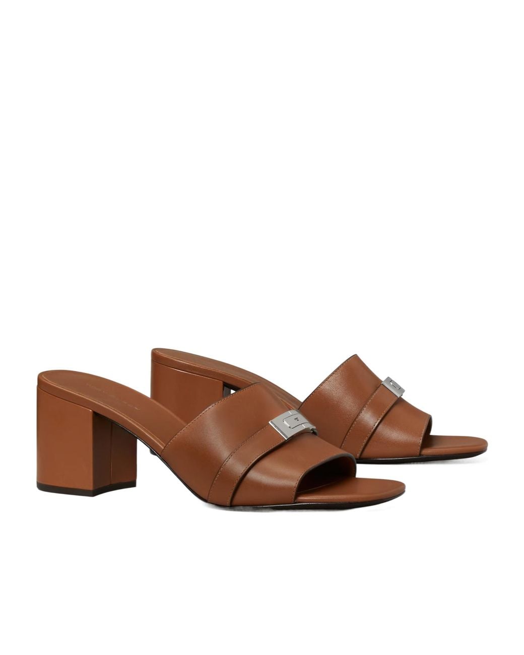 Tory Burch Brown Block Heel Slide Sandals