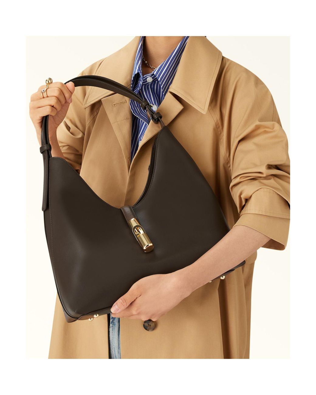 Furla Black Goccia Medium Hobo Bag
