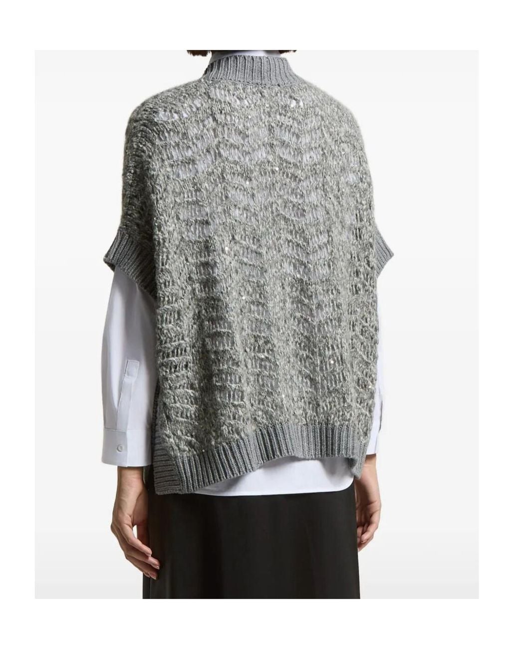 Peserico Gray V-Neck Cape