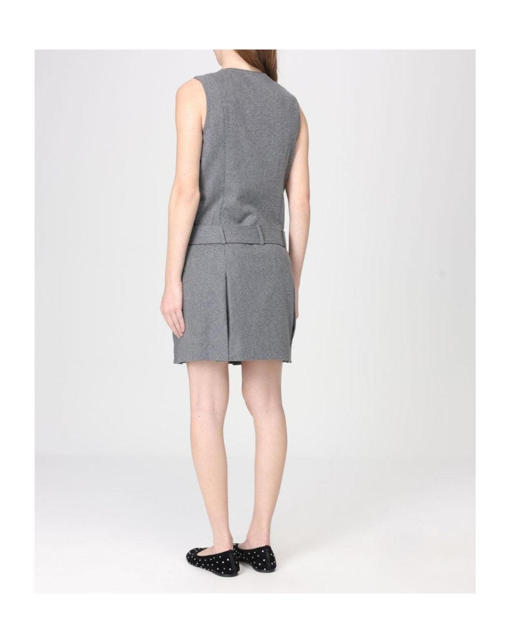 A.P.C. Gray Belted Buttoned Dress