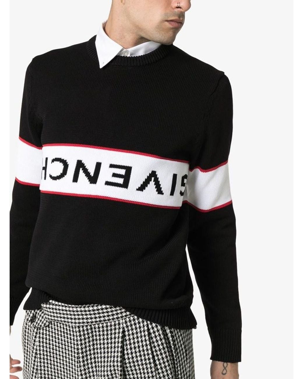 Givenchy Black Upside Down Logo Cotton Sweater for men