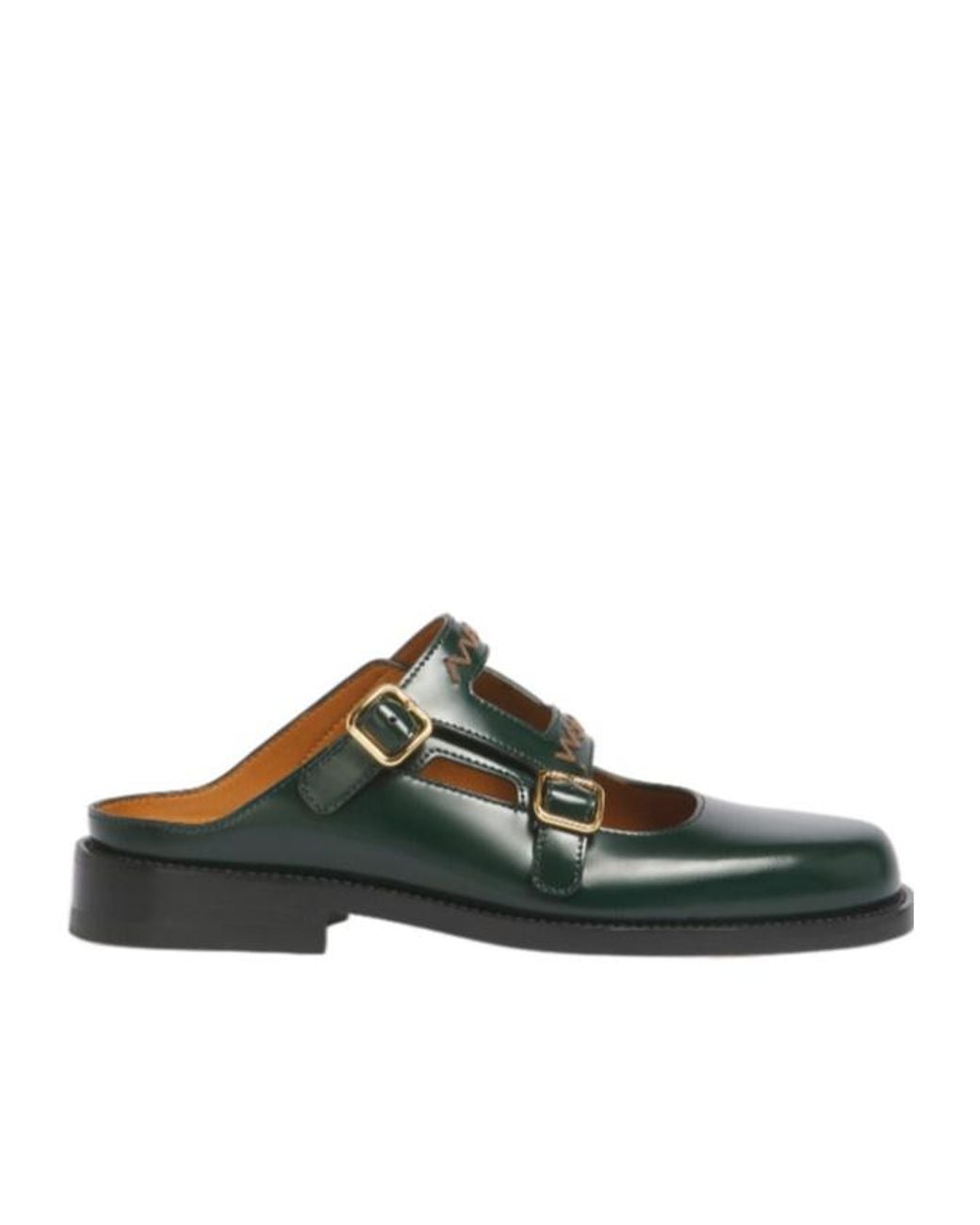 Marni Green Cutout Buckled Mules
