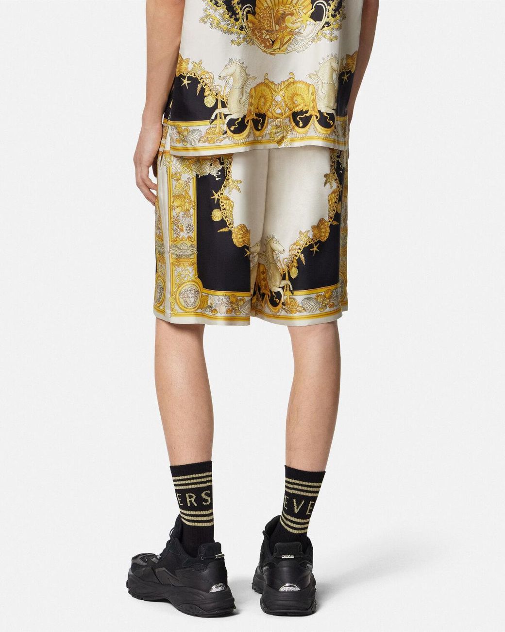 Versace Multicolor Coral Theatre Printed Elastic-Waist Shorts for men