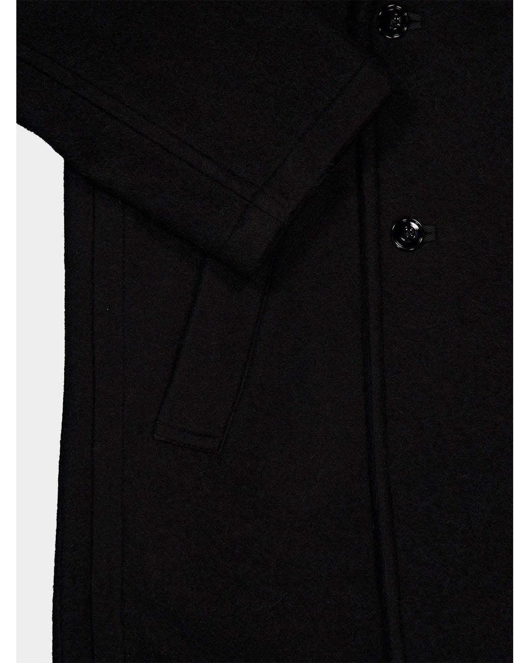 Lemaire Black Double Breasted Soft Coat for men