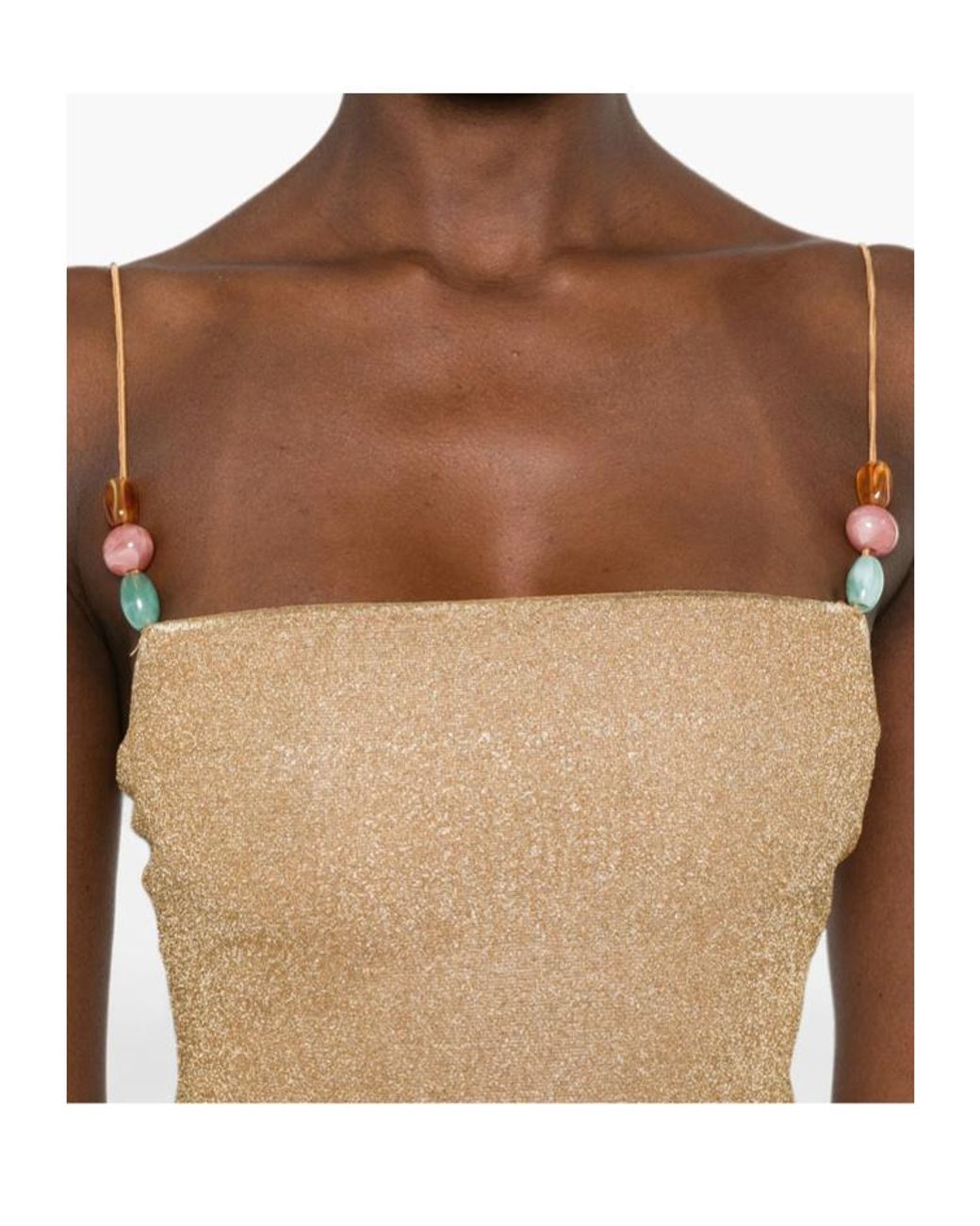 Oseree Natural Spaghetti-Strap Dress