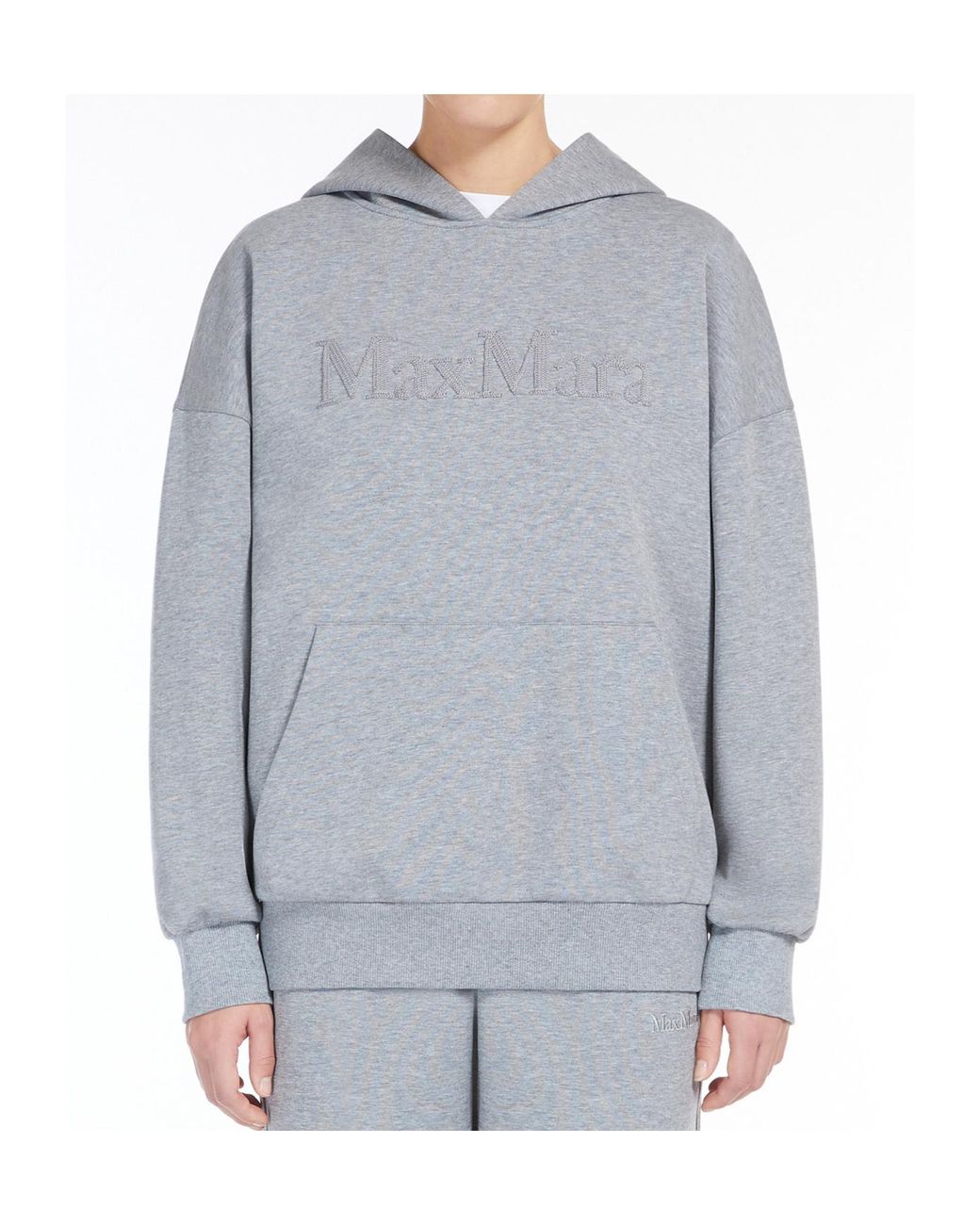 Max Mara Gray 'S Logo Detailed Long-Sleeved Hoodie