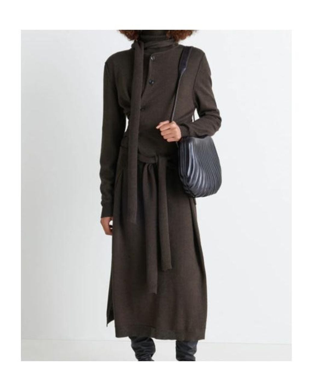 Lemaire Black Scarf Detailed Buttoned Knitted Cardigan