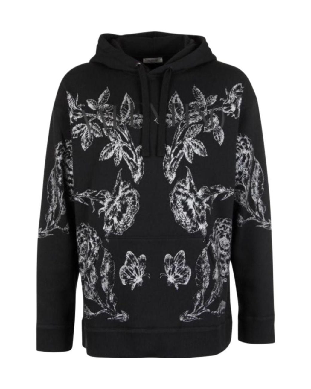 Valentino Black Floral Print Hoodie for men