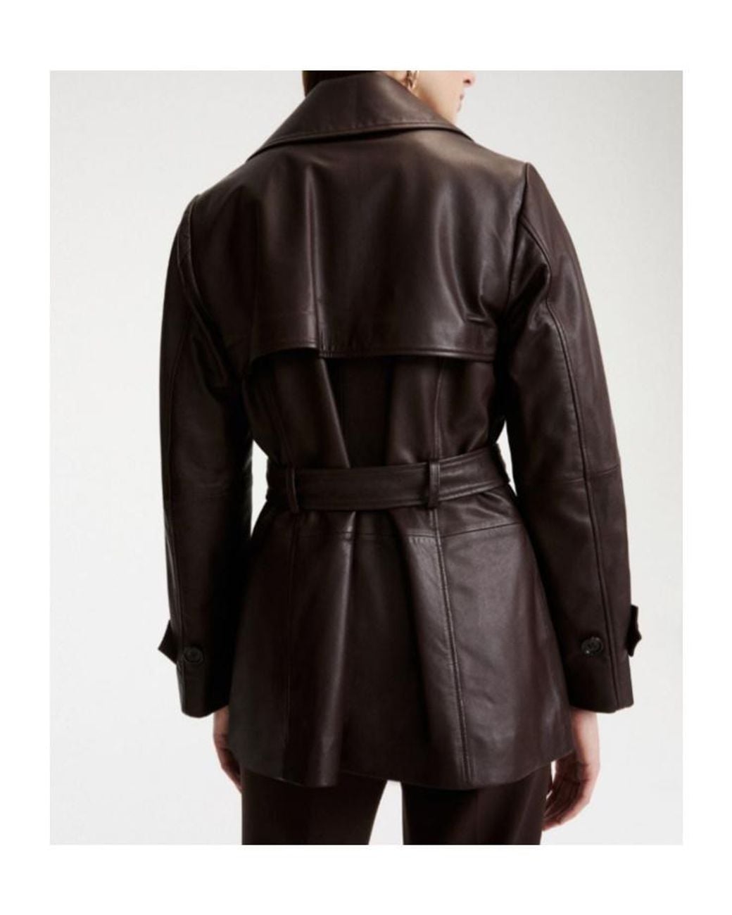 Marella Black Nappa Leather Trench Coat