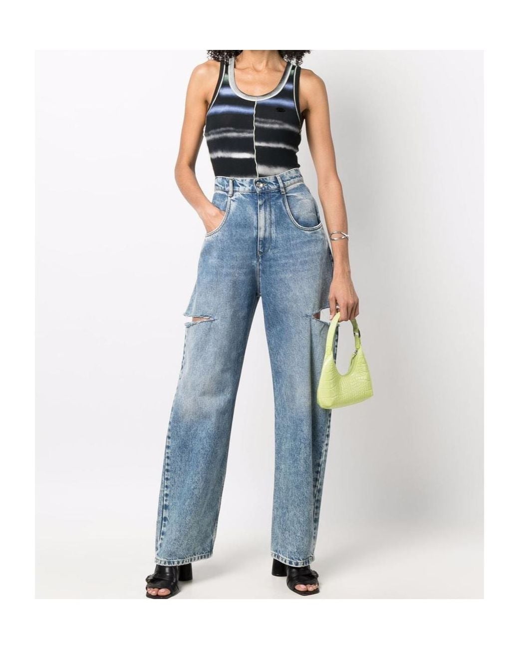 DIESEL Blue T-Ankycut Striped Vest Top