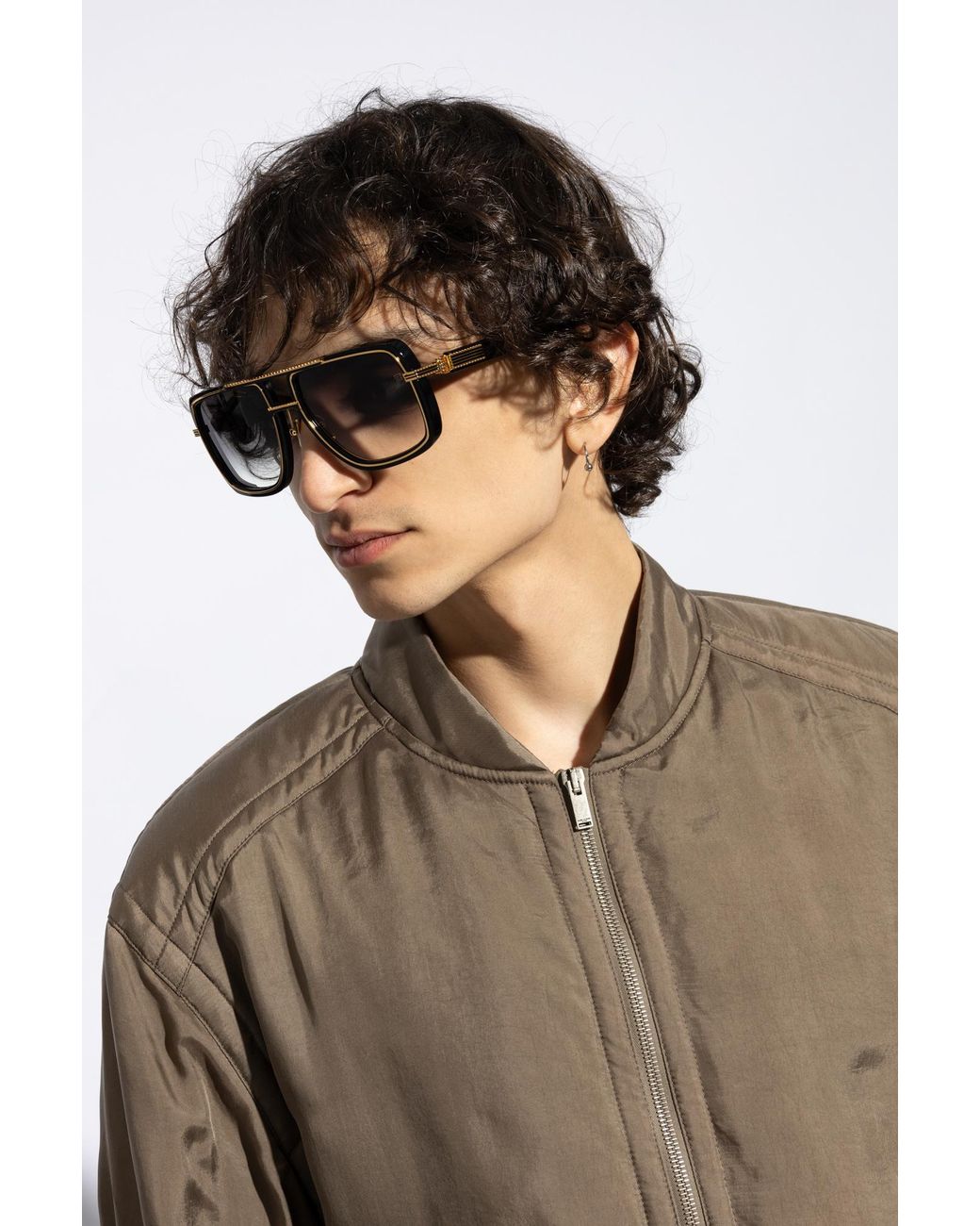 Balmain Metallic Eyewear Soldier Square Frame Sunglasses for men