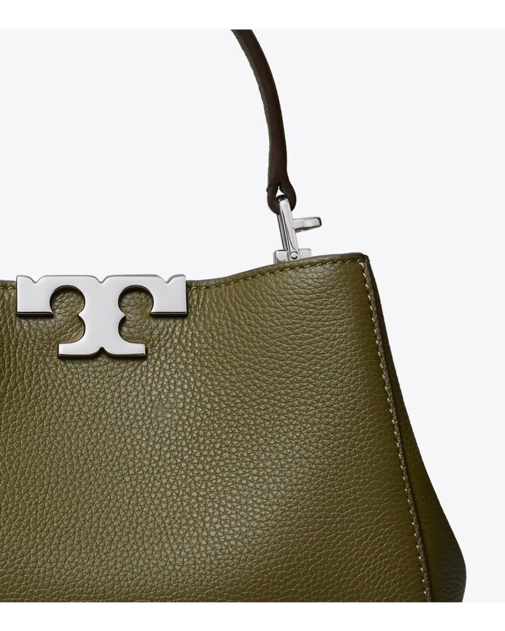 Tory Burch Green Eleanor Pebbled Mini Satchel Bag