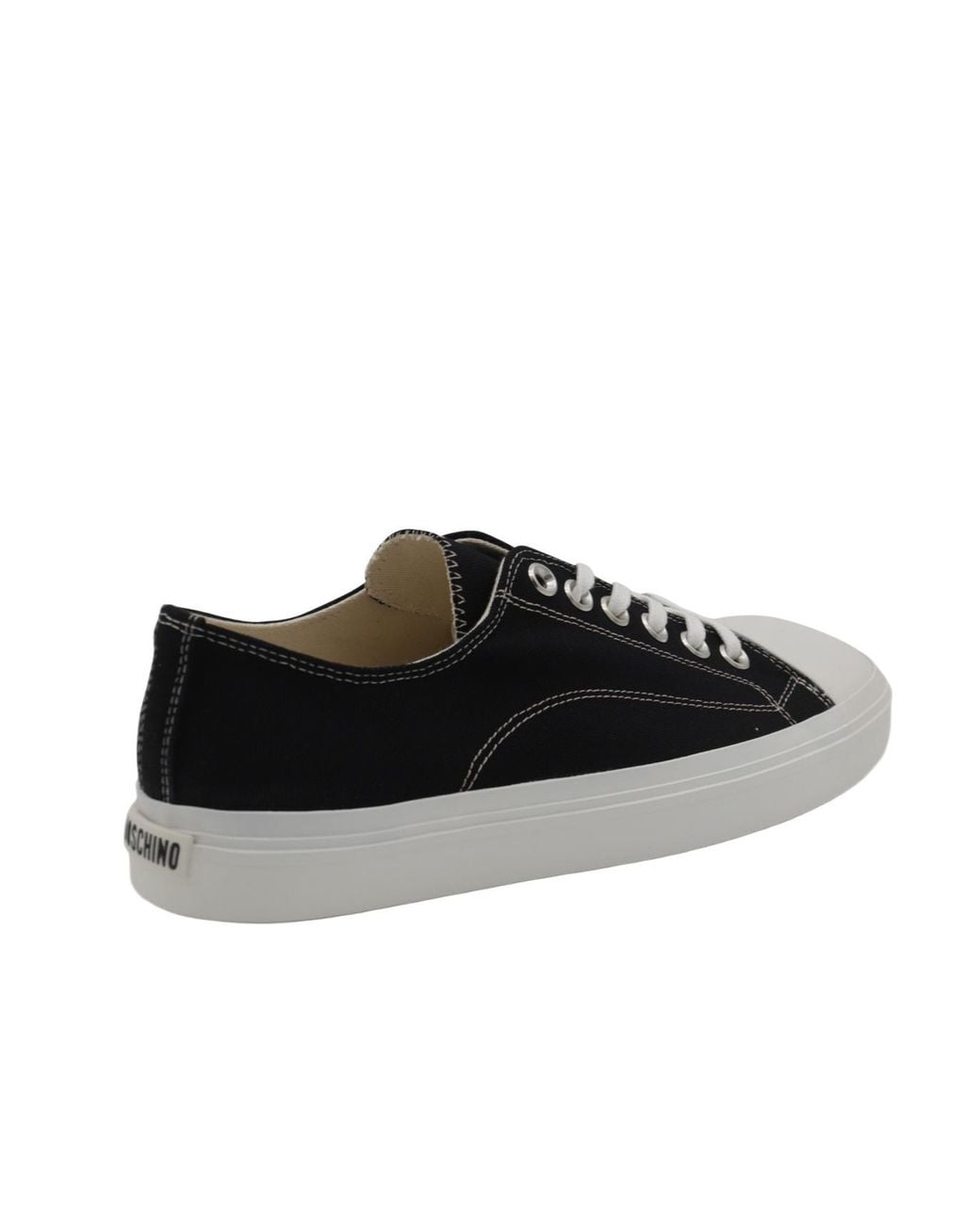 Moschino Black Contrast-Stitched Lace-Up Sneakers for men