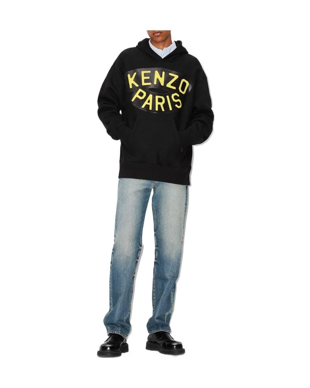 KENZO Black Logo Printed Hoodie for men