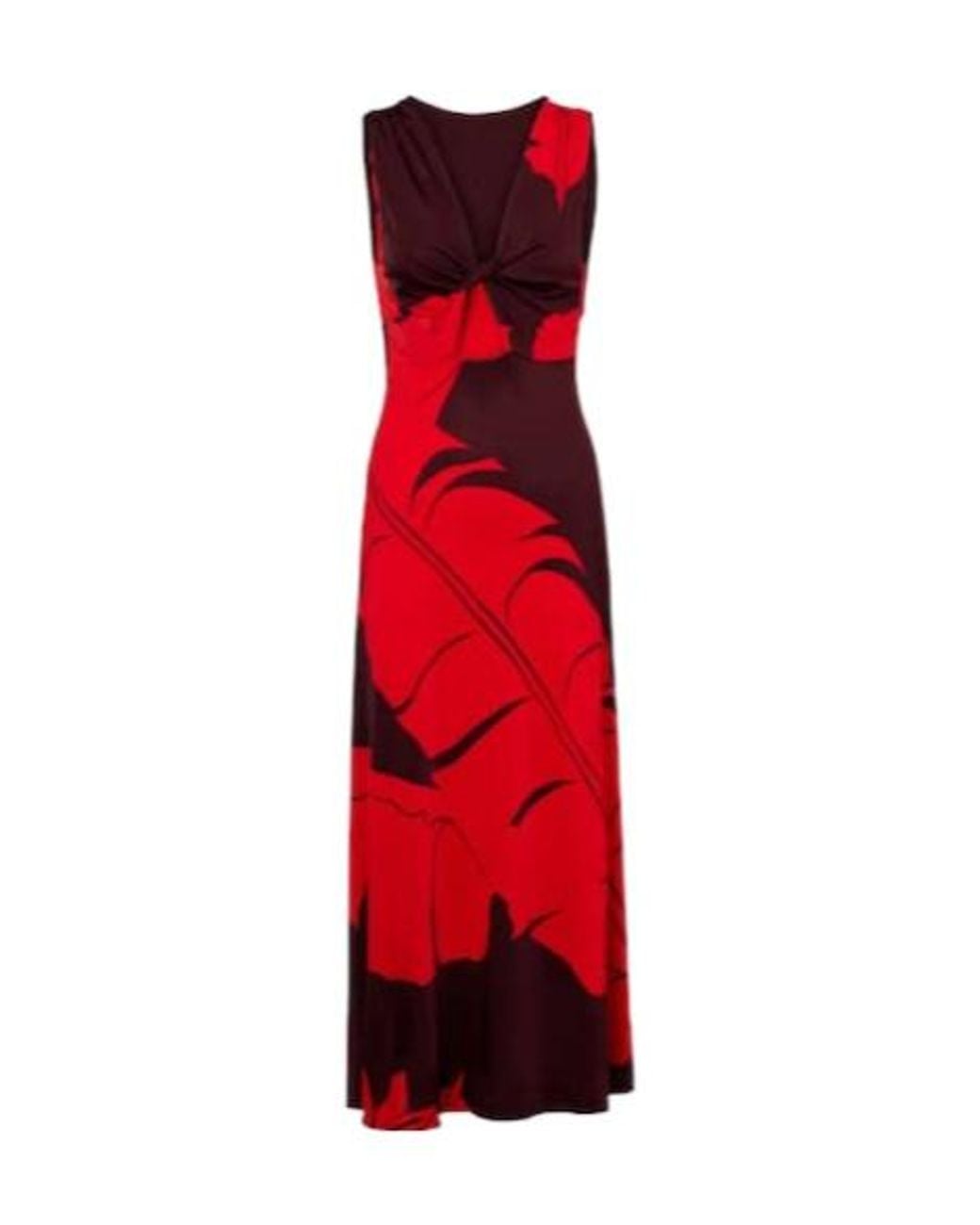 Johanna Ortiz Red Printed Jersey Maxi Dress