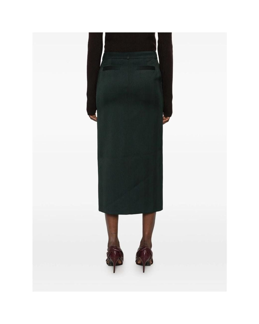 Frankie Shop Green Front-Slit Skirt