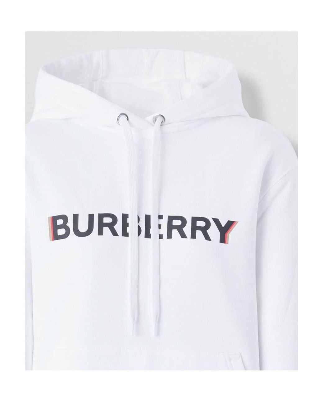 Burberry White Printed Hooded Hoodie Hoodie