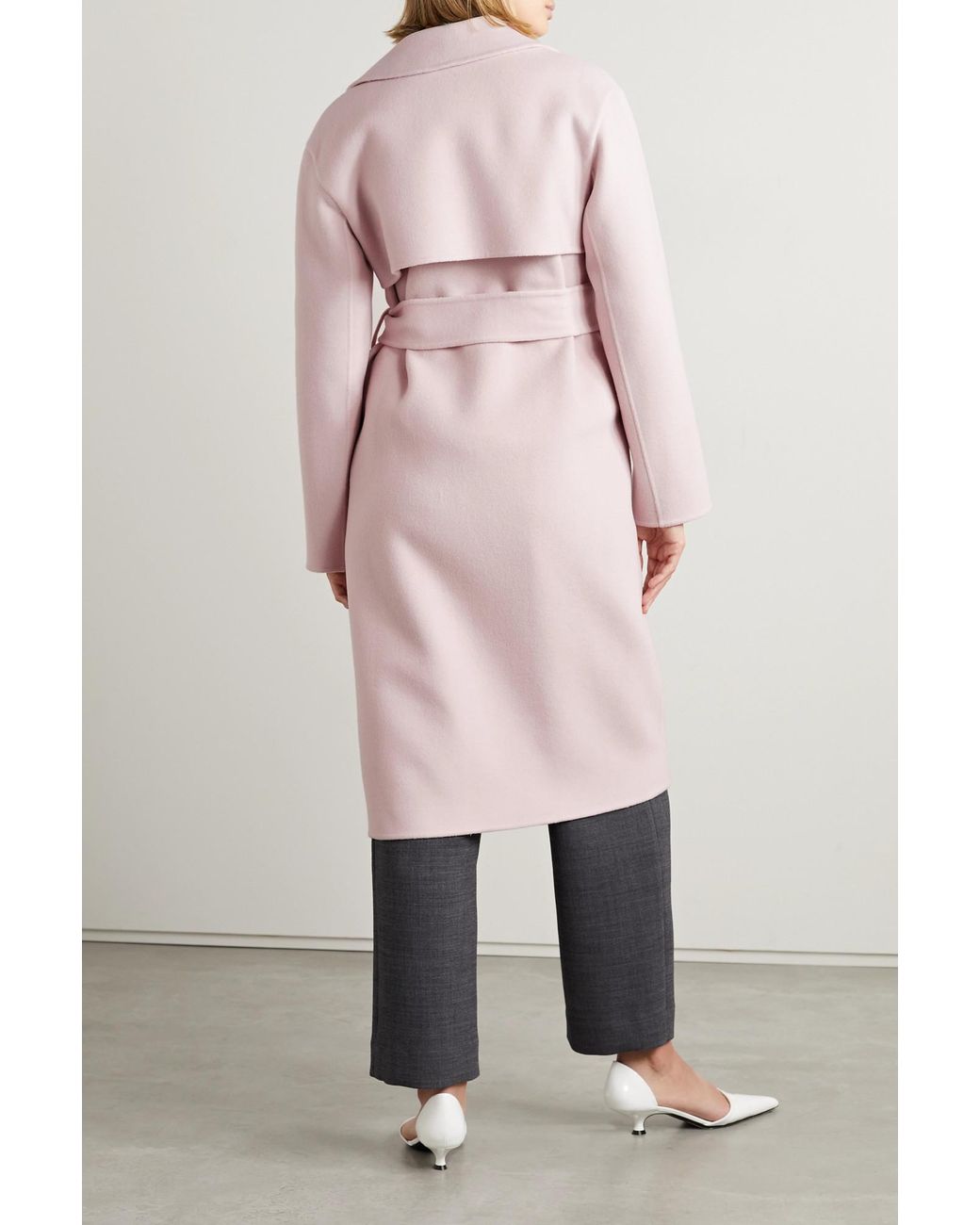 Theory Pink Notched-Lapels Belted Coat