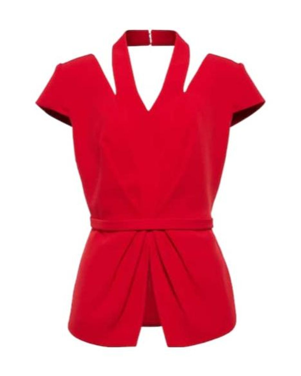 Safiyaa Red Ramona Crêpe Halterneck Cutout Top