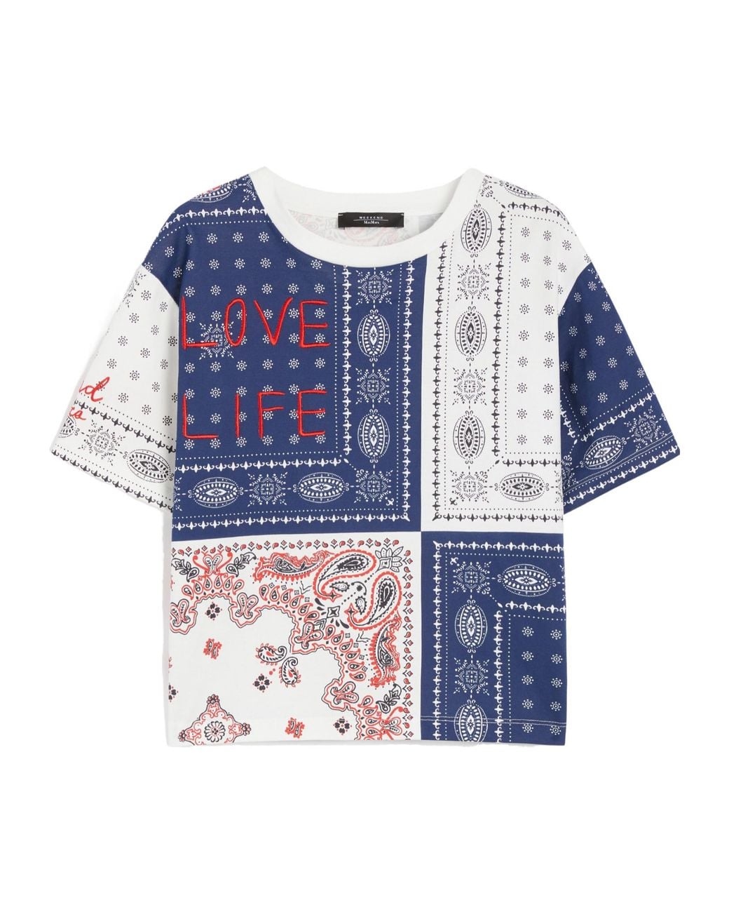 Weekend by Maxmara White Acline Printed Organic Cotton T Shirt